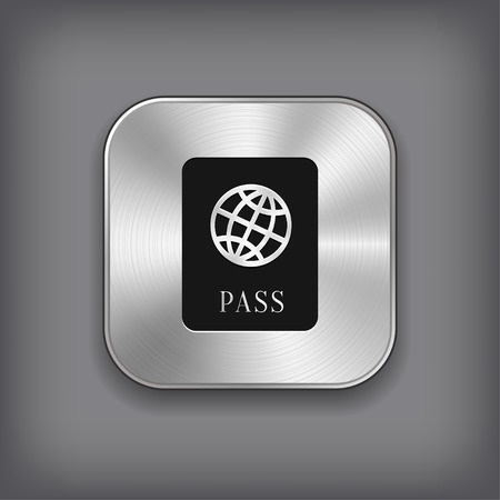 Passport icon - vector metal app button with shadowのイラスト素材
