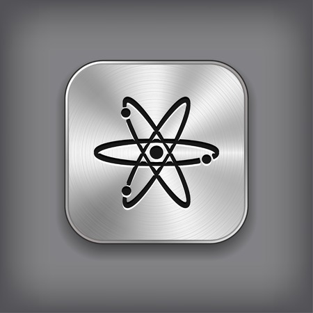 Atom icon - vector metal app button with shadowのイラスト素材