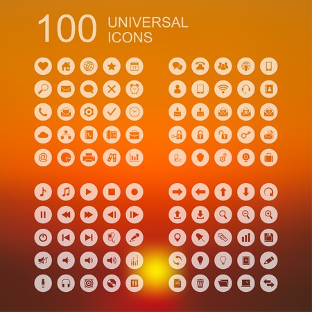 Vector Set of 100 Universal Icons for Web and User Interface Designのイラスト素材