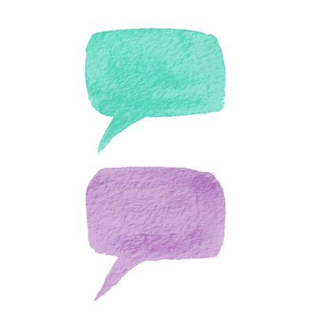 Set of Vector Watercolor Speech BubblesSet of Vector Watercolor Speech Bubbles. Hand Drawn Isolated Design Elementsのイラスト素材