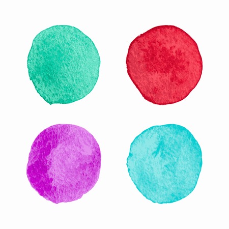 Vector Color Isolated Watercolor Circles Set. Watercolour palette.のイラスト素材