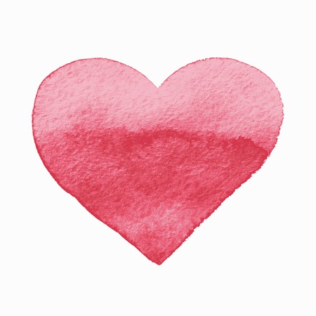 Vector Isolated Watercolor Red Heart, Valentine`s Day Design Elementのイラスト素材