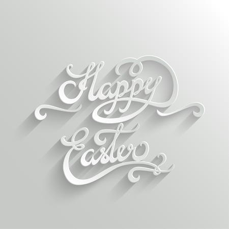 Happy Easter Hand lettering Greeting Card. Typographical Vector Background. Handmade calligraphy. Easy paste to any backgroundのイラスト素材