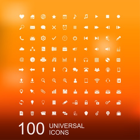 Vector Set of 100 Universal Icons for Web and User Interface Designのイラスト素材