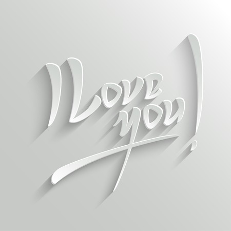 I Love You Hand lettering Greeting Card. Typographical Vector Background. Handmade calligraphy. Easy paste to any backgroundのイラスト素材