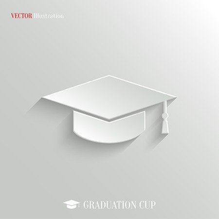 Graduation cap icon - vector web illustration, easy paste to any backgroundのイラスト素材