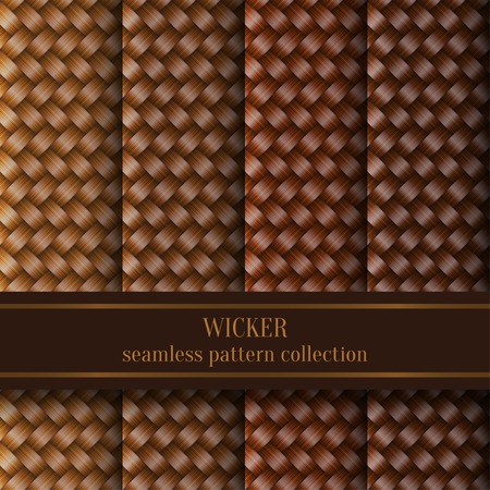 Vector Set of Wicker Texture Background, Seamless Pattern Collectionのイラスト素材