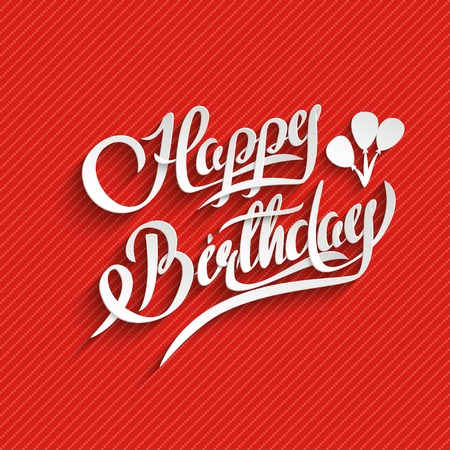 Happy Birthday Hand Lettering Greeting Card.  Vector Background. Invitation Card. Handmade Calligraphy. 3d Text with Shadowのイラスト素材