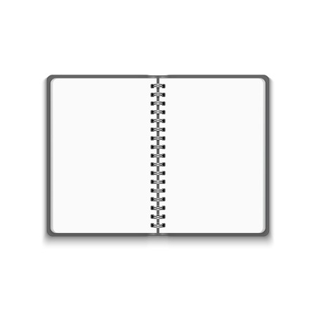 Vector Realistic Blank Open Notebook Isolated on White Background. Spiral Notepad, Mock Upのイラスト素材