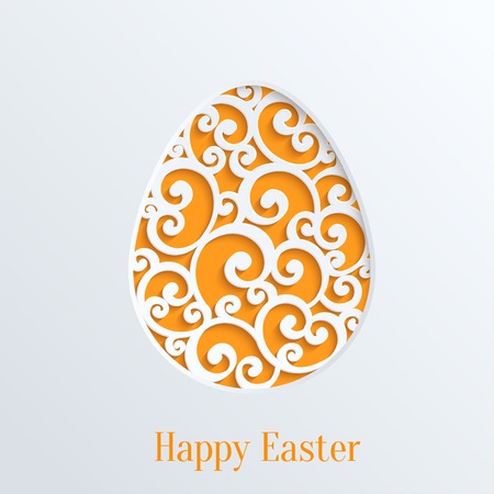 Happy Easter Greeting Card with Paper Cut Easter Egg. Vector Design Templateのイラスト素材