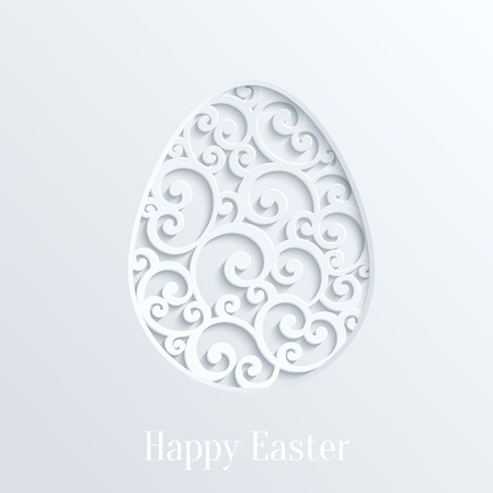 Happy Easter Greeting Card with Paper Cut Easter Egg. Vector Design Templateのイラスト素材