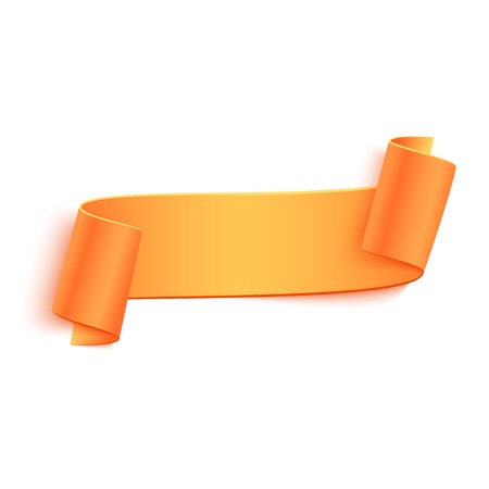 Vector 3d Orange Curved Paper Banner Isolated on White Background. Easy Paste to Any Backgroundのイラスト素材