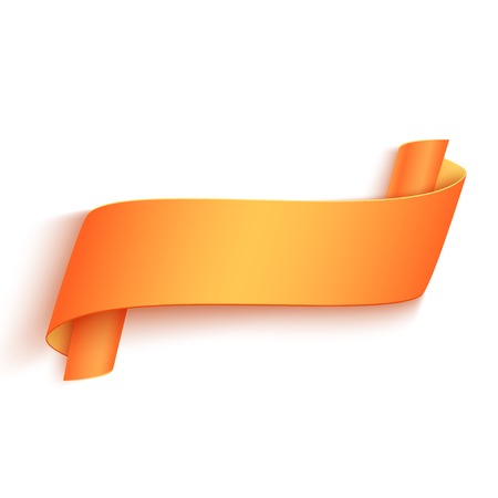 Vector 3d Orange Curved Paper Banner Isolated on White Background. Easy Paste to Any Backgroundのイラスト素材