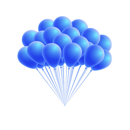 Vector bunch birthday or party blue balloons. Greeting or invitation card design elementのイラスト素材