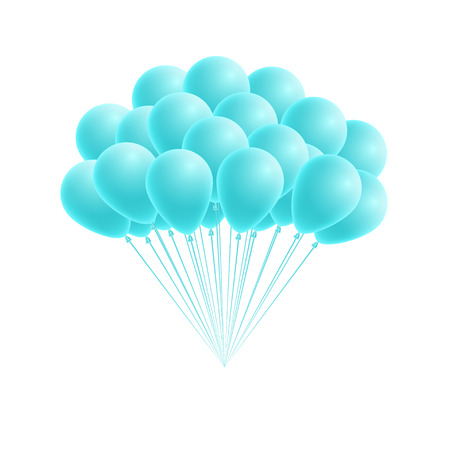 Vector illustration of bunch birthday or party blue balloons. Greeting or invitation card design elementのイラスト素材