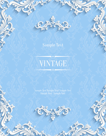 Vector Blue Floral 3d Background. Template for Christmas and Invitation Cardsのイラスト素材
