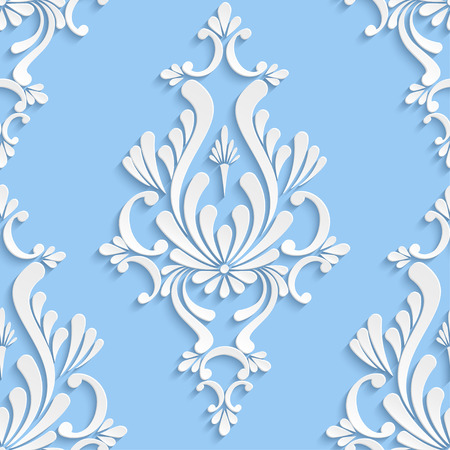 Vector Damask Seamless Background with 3d Floral Pattern for Greeting or Invitation Cardのイラスト素材