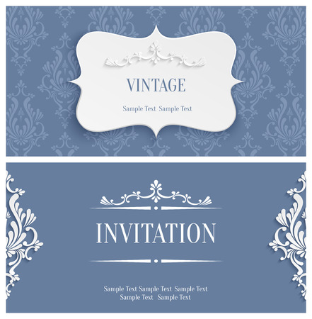 Vector Grey Vintage Background with 3d Floral Damask Pattern for Greeting or Invitation Card Design in Paper Cut Styleのイラスト素材