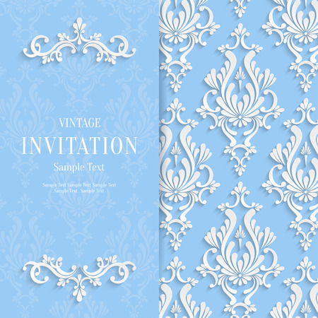 Vector Blue Floral 3d Christmas and Invitation Background Templateのイラスト素材