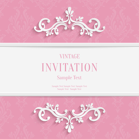 Vector Pink Floral 3d Christmas and Invitation Cards Backgroundのイラスト素材