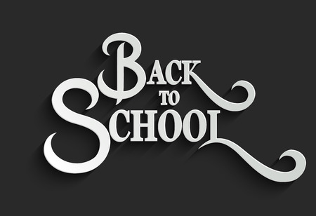 Back to School White Hand lettering on Black Background. Vector Greeting Card Template. Handmade calligraphyのイラスト素材
