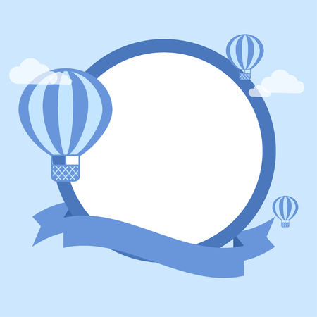 Cartoon Hot Air Balloon - Vector Background. Template for Greeting Card or Posterのイラスト素材