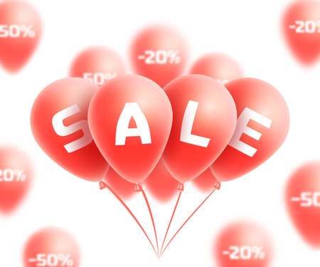 Sale background with red realistic balloons bunchのイラスト素材