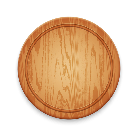 Wooden Empty Round Cutting Board Isolated on White Backgroundのイラスト素材