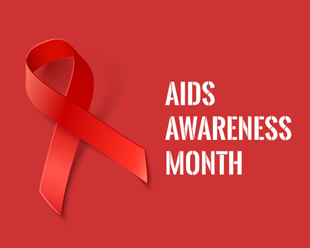 AIDS Awareness Month - Vector Background with Red Ribbon - AIDS and HIV Symbol