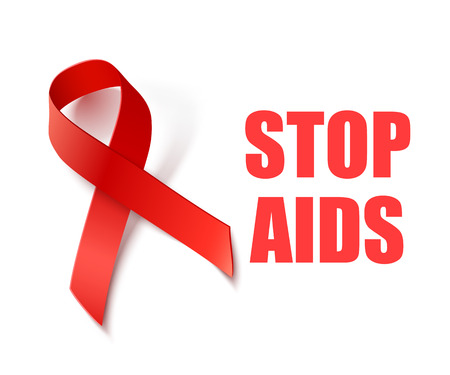 Stop AIDS - Vector Background with Red Ribbon - AIDS and HIV Awareness Symbolのイラスト素材
