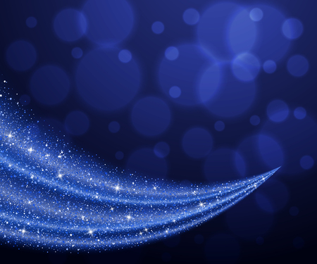Vector blue glitter wave abstract background, blue sparkles on night magic background, vip design templateのイラスト素材