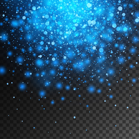 Vector magic blue glow light effect isolated on transparent background. Christmas design element. Star burst with sparklesのイラスト素材