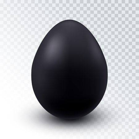 Vector Realistic Black Chicken Egg with Shadow Isolated on Transparent Background. Concept Design Elementのイラスト素材