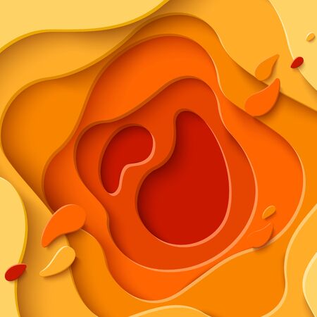 Autumn sale - yellow paper cut shapes backgroundのイラスト素材