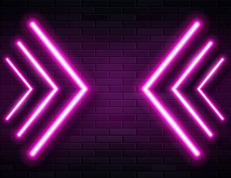 Futuristic Sci Fi Modern Neon Pink Glowing Arrows Frame for Banner on Dark Empty Grunge Concrete Brick Background.のイラスト素材