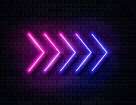 Futuristic Sci Fi Modern Neon Pink and Blue Gradient Glowing Arrowsのイラスト素材