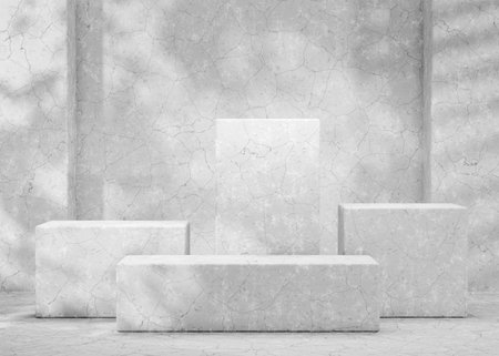Mockup podium for branding, packaging and cosmetic presentationの写真素材
