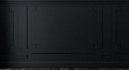 Classic luxury black empty interior with wall molding panels