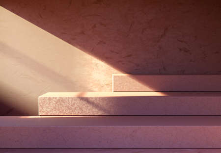 Cosmetic product presentation with shadows and light rays from windows