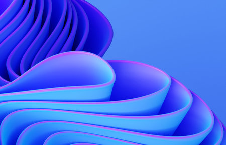 Abstract modern neon, blue, violet colors background with ruffle, folded cloth
