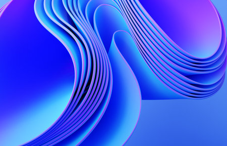 Abstract modern neon, blue, violet colors background with ruffle, folded cloth