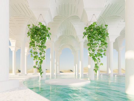 Abstract mediterranean ancient background with swimming poolの写真素材