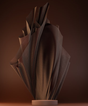 3D display podium, brown background with brown pedestalの写真素材