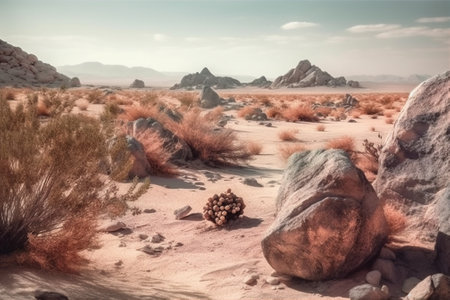 Hyper-realistic surreal desert landscape. AI generated illustrationの素材