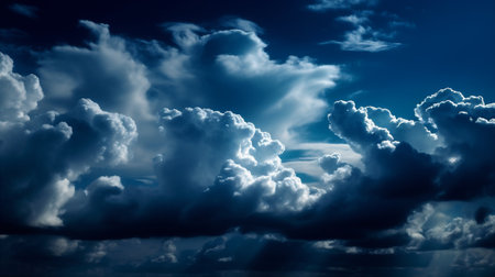 Sunrise seen from the air, dramatic view. Sky, heaven image. Generative AIの素材