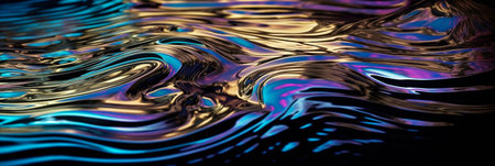 Iridescent liquid metal surface with ripples. Abstract background. Generative AIの素材