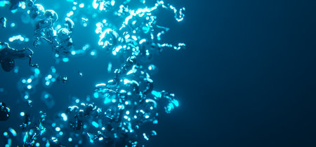 Abstract technology background with moving bokeh lights.の写真素材