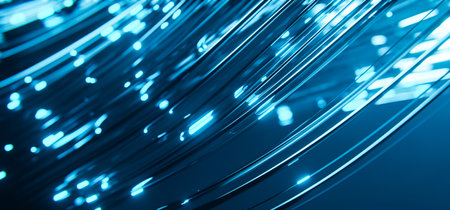 Abstract technology background with moving bokeh lights.の写真素材