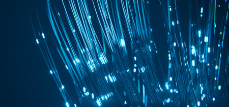 Abstract sci-fi technology background with neon bokeh lights.の写真素材