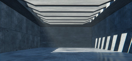 Futuristic concrete hallway, brutal architecture backgroundの写真素材